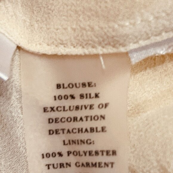 Ann Taylor 100% Silk Blouse Womens S Long Sleeve Yellow Sheer Lightweight Bow - Picture 4 of 5